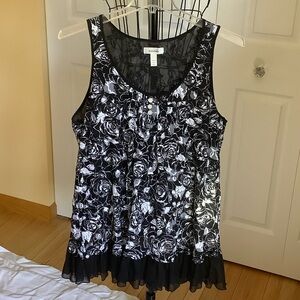 Dress Barn Black and White Floral Tank Top